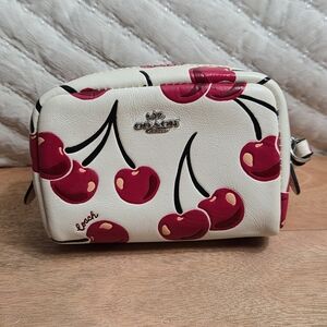 Coach Mini red And White Cherry Print Pouch LNC